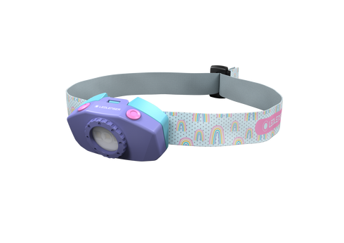 Ledlenser Kidled2 kids headlamp, purple, product shot on white