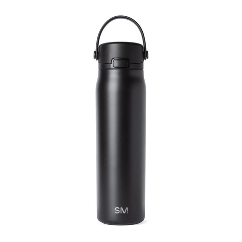 Simple Modern Mesa Sport Water Bottle in Midnight Black, front view