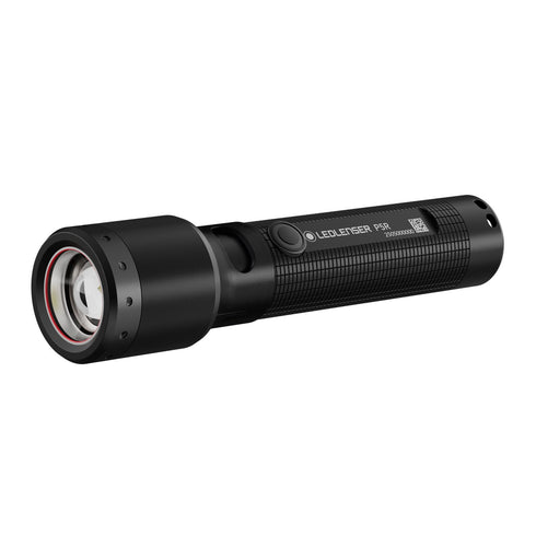 Ledlenser P5R rechargeable flashlight, black, product shot on white