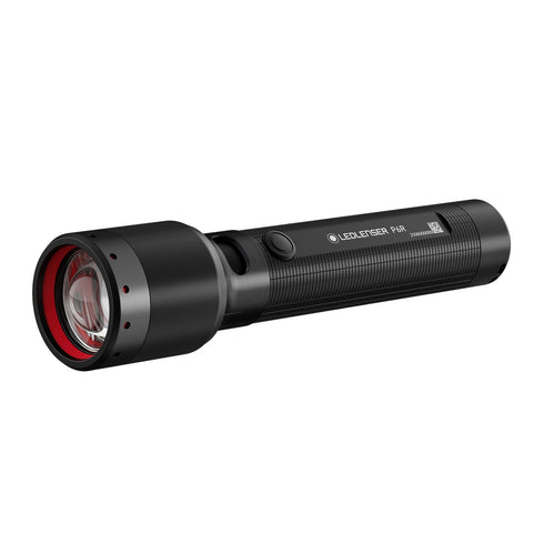 Ledlenser P6R rechargeable flashlight, black, product shot on white
