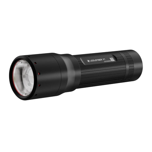 Ledlenser P7 flashlight, black, product shot on white