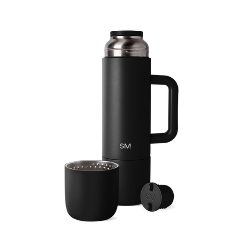 Simple Modern Roam Bottle in Midnight Black, front view