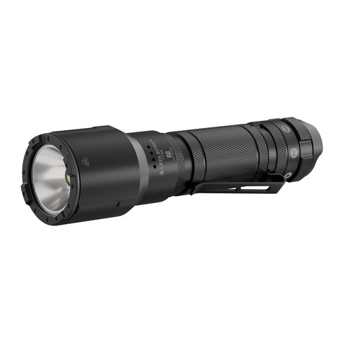 Ledlenser TT3R tactical flashlight, black, product shot on white