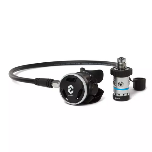 Dynamic Nord CS-30 INT regulator first stage, hose and second stage on white