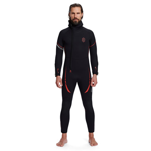 Dynamic Nord SL-51-H 5mm Hooded Men's Wetsuit, Black/Red
