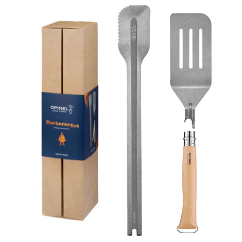 Opinel barbecue set with No.12 knife, spatula and tongs