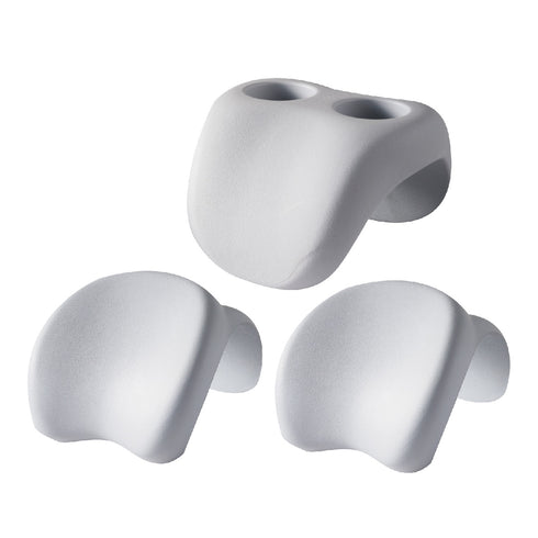 MSpa Comfort Set, two light grey headrests and a double cup holder, front view
