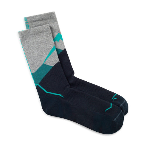 Buff LW Merino Wool Crew Socks Teal, front view on white