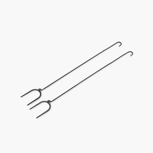 Barebones Cowboy Grill Roasting Sticks Set of 2, Extra Long Forged Steel Campfire Roasting Sticks with Hook