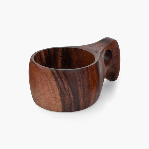 Barebones Kuksa Wooden Drinking Cup 8 oz, Handmade Acacia Wood Camp Cup with Leather Hanging Cord