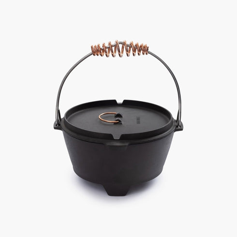 Barebones Polished Cast Iron Dutch Oven 4 Qt, Pre-Seasoned Camp and Kitchen Pot with Lid and Copper Bail Handle