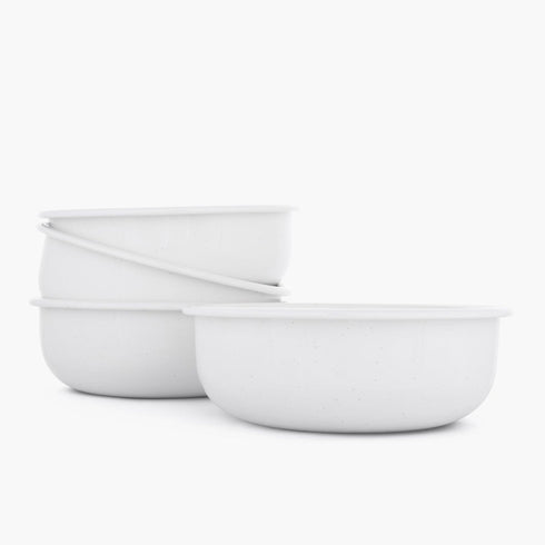 Barebones Rolled Enamelware Bowl Set of 4, 34 oz Enamel Steel Camping and Dinner Bowls, Dishwasher Safe