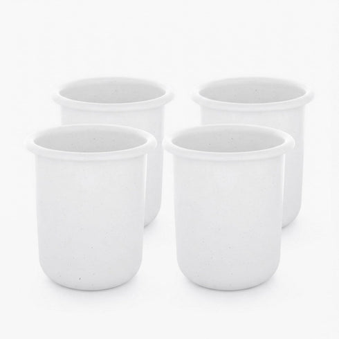Barebones Rolled Enamelware Cup Set of 4, 16 oz Enamel Steel Camping Tumblers, Dishwasher Safe