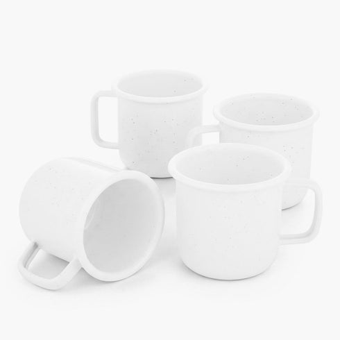 Barebones Rolled Enamelware Mug Set of 4, 16 oz Enamel Steel Camping Coffee Mugs, Dishwasher Safe
