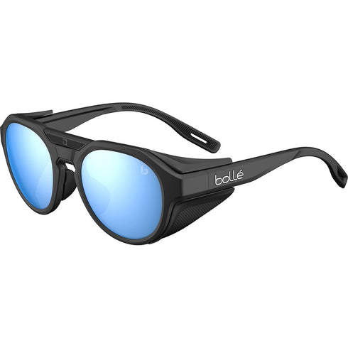 Bolle Ascender Polarized Mountain Sunglasses, 6-Base Frame with Removable Side Shields and Sky Blue Cat 3 Lens