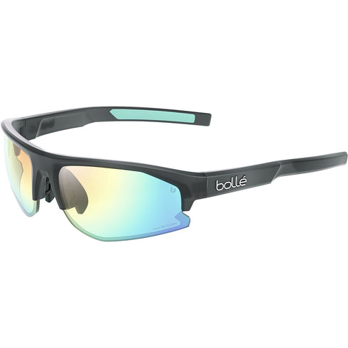 Bolle Bolt 2.0 S Small Fit Sport Sunglasses, Black Crystal Matte with Phantom Clear Green Photochromic Lens
