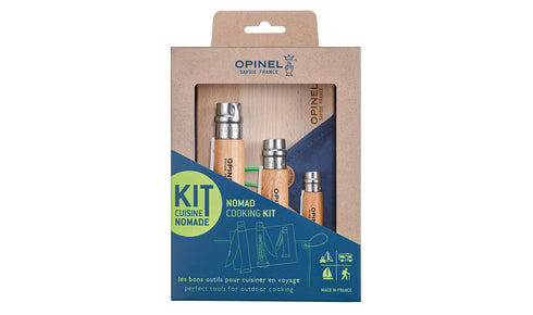 Opinel Nomad Cooking Kit with knives, peeler, board and cloth
