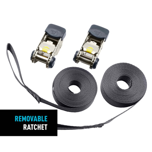 Nite Ize CamJam Ratchet Strap System Large 2 pack, contents on white