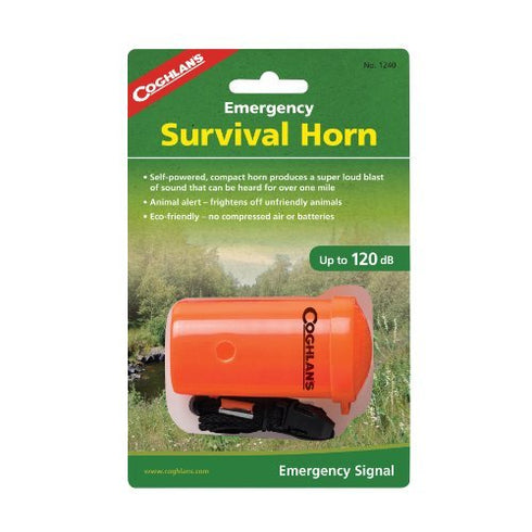 Coghlan's 1240 Emergency Survival Horn, a loud, reliable safety signaling tool for emergencies during camping.
