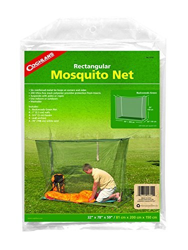 Coghlan's Single Mosquito Net (Green), a green protective net offering bug-free sleep for one person during outdoor use.