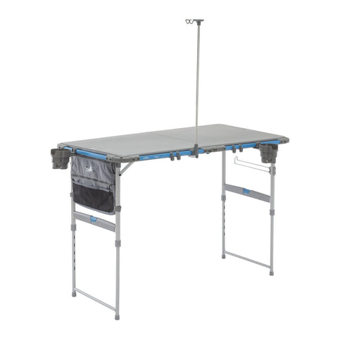 CORE 4 Foot Outdoor Folding Table with FlexRail, an adjustable and portable outdoor table featuring an integrated accessory rail.