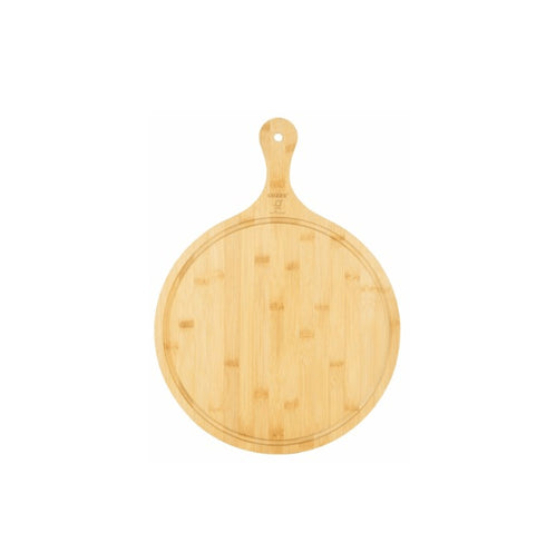 Cozze Bamboo Pizza Board with Handle (350 x 20 mm), a portable and functional bamboo board for serving pizza.