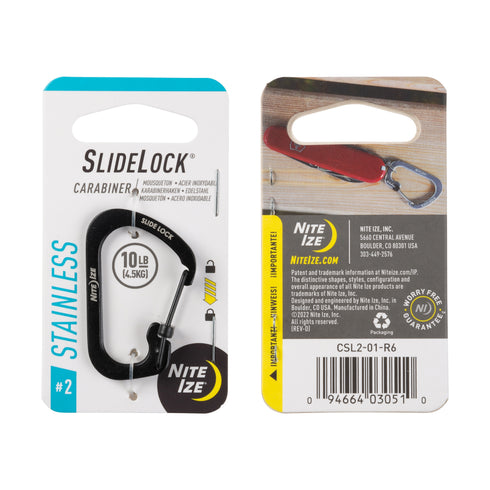Nite Ize SlideLock stainless carabiner #2, Black