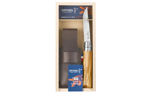 Opinel No.08 olive wood knife with sheath