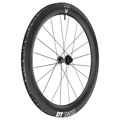 DT Swiss ARC 1100 DICUT 65 carbon disc front wheel, black, side view