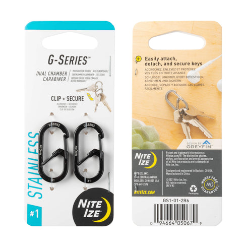 Nite Ize G-Series #1 dual chamber carabiner 2 pack, Black