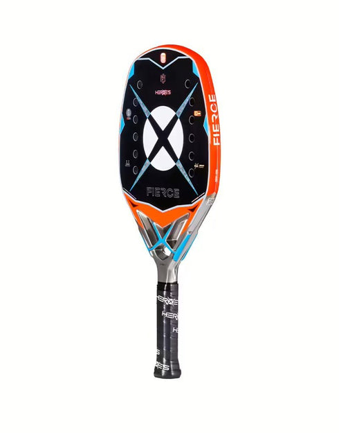 Heroe's Fierce 2026 Beach Tennis Racket, Michele Cappelletti Model with 12K Silver Carbon and Linear Drilling