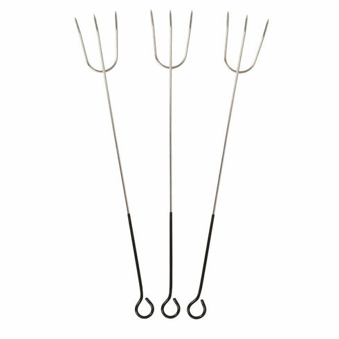 La Hacienda 3-Piece Toasting Fork, a set of three long forks perfect for toasting marshmallows and other campfire snacks.