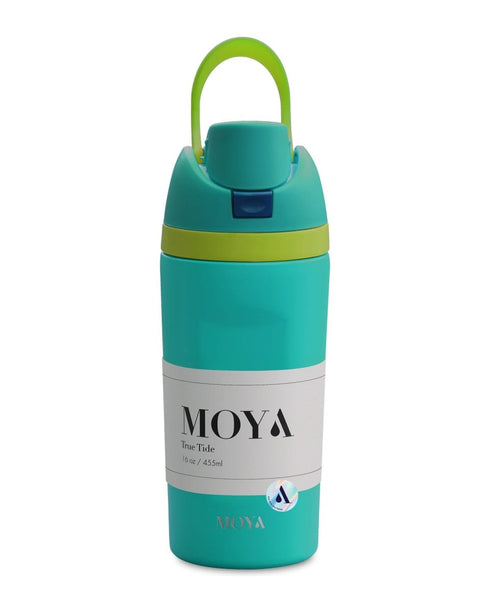 Moya True Tide Insulated Water Bottle, Recycled Stainless Steel Bottle with 2-in-1 Flip Spout and Straw Lid