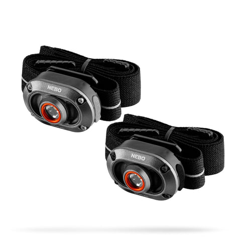 NEBO Mycro 250 Rechargeable Headlamp 2 Pack, 250 Lumen USB-C Head Torch and Cap Light Set, IP44