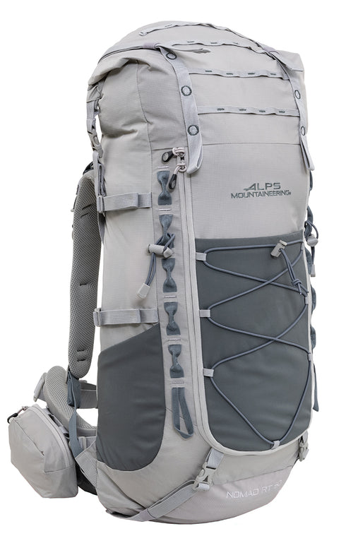 ALPS Mountaineering Nomad RT 50 backpack, gray, front view