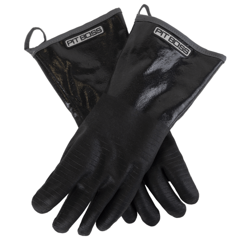 Pit Boss Heat and Water Resistant BBQ Gloves, Neoprene Nitrile Grill Gloves with Cotton Lining, Rated to 200 C