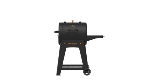 Pit Boss Onyx Lexington Charcoal Grill, Barrel BBQ with 3503 cm2 Two-Tier Cooking Area and Side Shelf