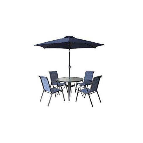 Procamp 6-Piece Steel Round Patio Set, a complete outdoor furniture set including a round table and chairs for relaxation.