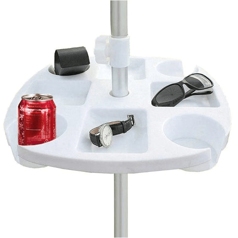 Procamp circular table accessory designed to clip onto the pole of a beach umbrella, often with cup holders.
