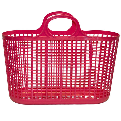 Red Gorilla Cesto Shopper Basket in Pink, Open Weave Polypropylene Carry Basket for Market, Beach and Picnic
