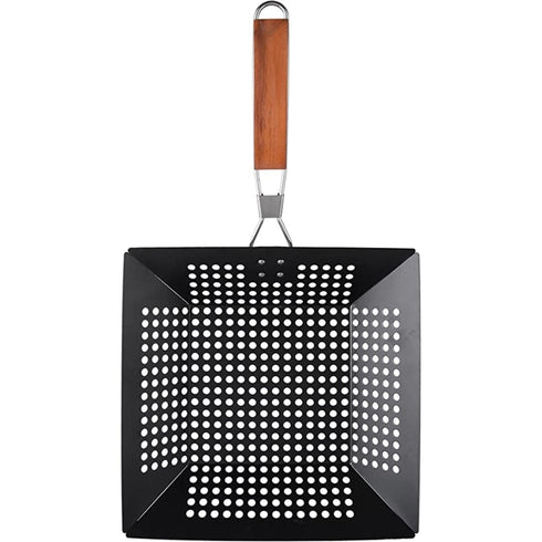 Saborr BBQ Grill Pan BXL0917A, Perforated Grilling Pan for Vegetables and Sides on Charcoal and Gas BBQs