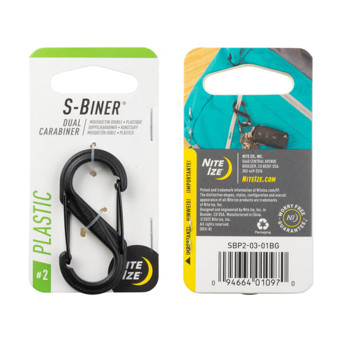 Nite Ize S-Biner Plastic dual carabiner size #2, Black