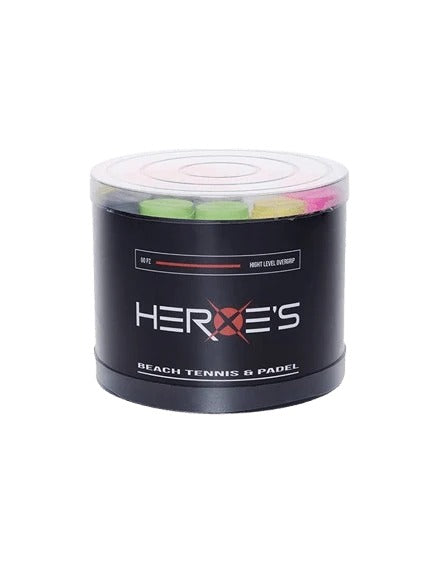 Heroe's High Level Overgrip 60 Pack, Anti-Sweat Elastic Grip Tape for Padel and Beach Tennis Rackets, 0.55 mm