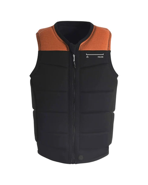Follow Section Men's Impact Vest, Chevron Polyester Wakeboard Vest with Relaxed Fit and YKK Locker Zip