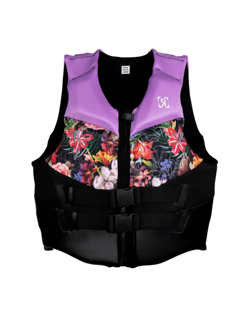 Ronix Daydream Women's CGA Life Vest Lavender Floral, Coast Guard Approved Wake Vest with Solid Buoyancy