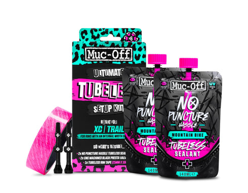 Muc-Off Ultimate Tubeless Setup Kit XC Trail, contents laid out