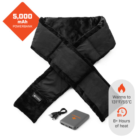 THAW Rechargeable Heated Scarf 2.0, Fleece Lined Neck Warmer with 3 Heat Modes and 5,000 mAh Power Bank