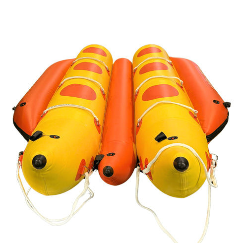 Twin Banana Boat Inflatable 6 Person, 1.2mm Commercial PVC Towable with Reinforced Bottom and Pump
