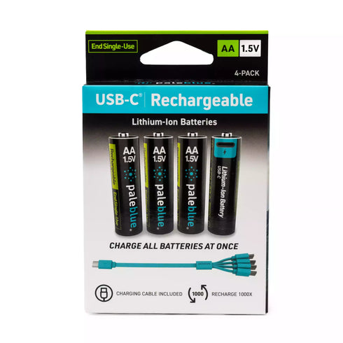 Paleblue Voyager USB-C Rechargeable Batteries, AA 4-pack