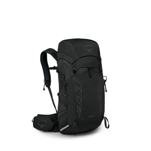 Osprey Talon 33 Extended Fit hiking backpack, Black/Coal Grey, side view